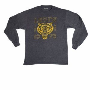 LEVI'S 1873 gray wolverine graphic long sleeve crew neck tee shirt unisex L‎